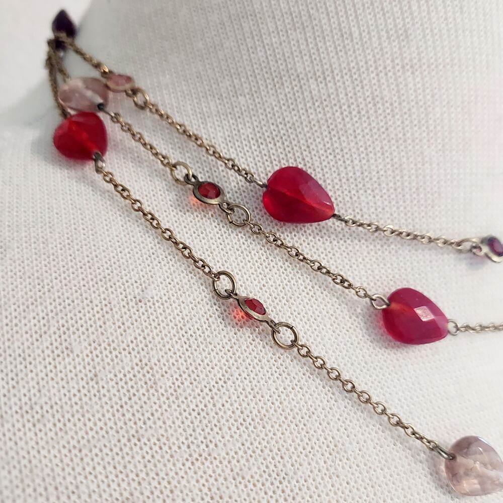 Red Beaded Layered Necklace - Picture 4 of 5